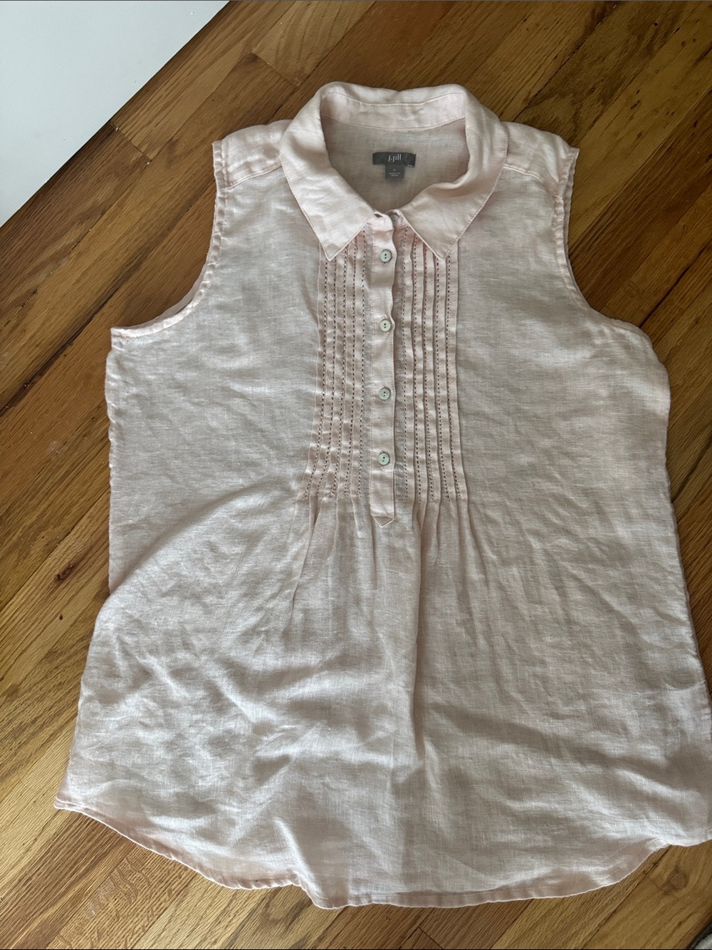 J. Jill Pale Pink Sleeveless Pintuck Linen Tunic